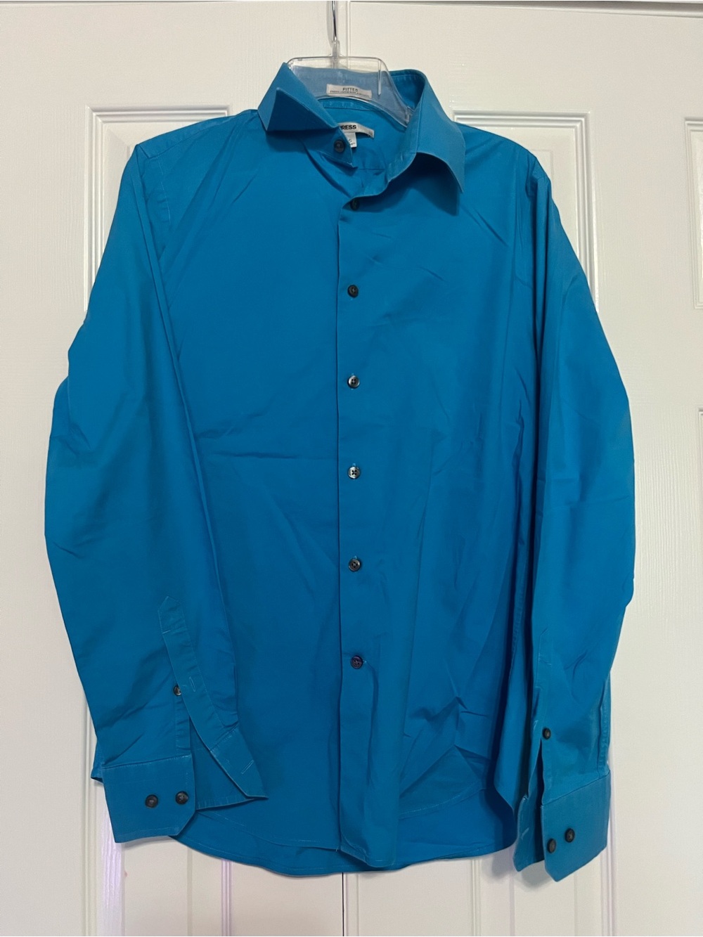 Express Men's Teal-Blue Dress Shirt